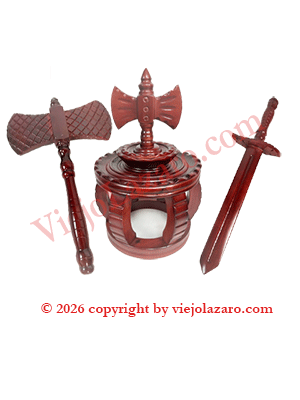 Wooden set Crown - Axe - Sword for Shango